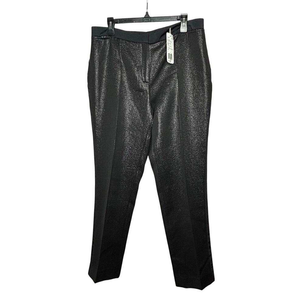 Akris Punto Black Sparkle Metallic Claire Dress Pants Trousers Size 14 New